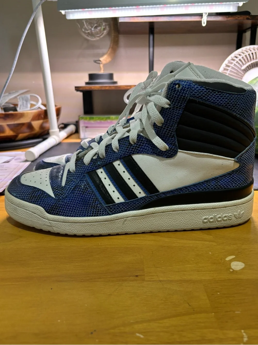ADIDAS RUN-DMC FLEETWOOD HIGH TOP SNAKESKIN LEATHER SNEAKERS MENS.